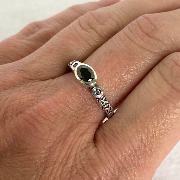 Silpada Sterling Silver 925 Black Faceted Oval Cubic Zirconia Band Ring Sz 8 - Picture 12 of 16
